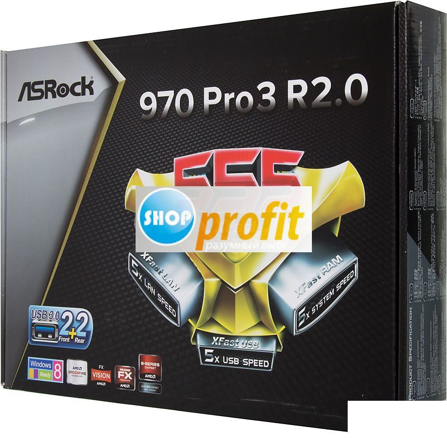 Материнская плата ATX ASRock 970 Pro3 R2.0, SocketAM3+, Retail (970 PRO3 R2.0)