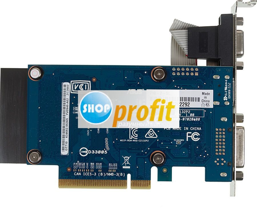 Видеокарта PCI-E 2.0 Asus GeForce GT 710, 710-2-SL, 2Гб, DDR3, Low Profile, retail (GT 710-2-SL)