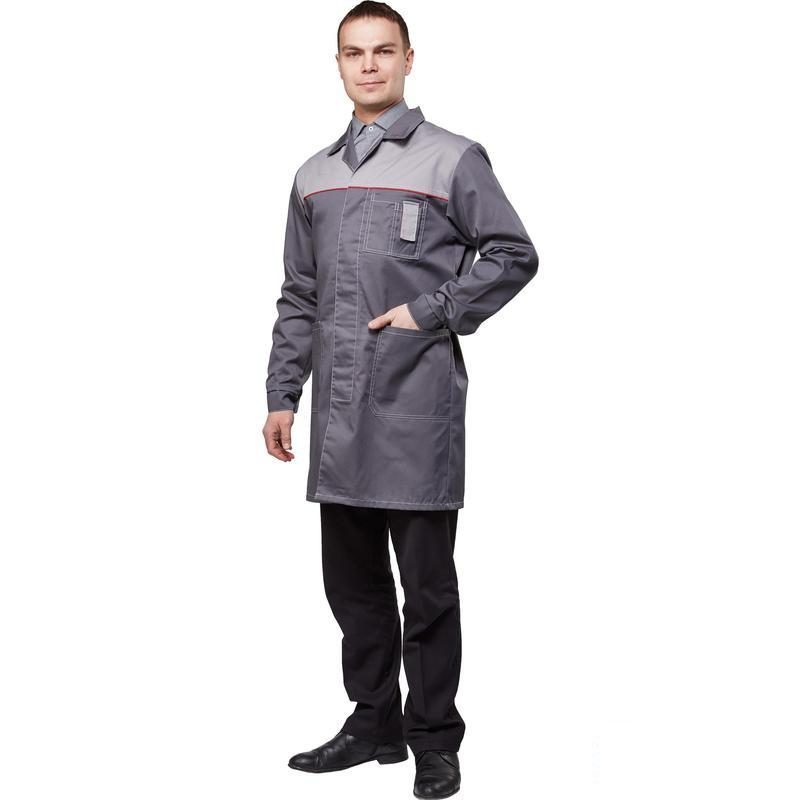 Униформа Халат мужской у19-ХЛ, длинный рукав, темно-серый/светло-серый (размер 48-50, рост 170-176)