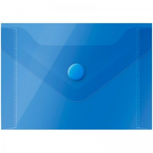 Папка-конверт на кнопке OfficeSpace (А7 (74x105мм), 150мкм, пластик) полупрозрачная синяя, 20шт (267537)