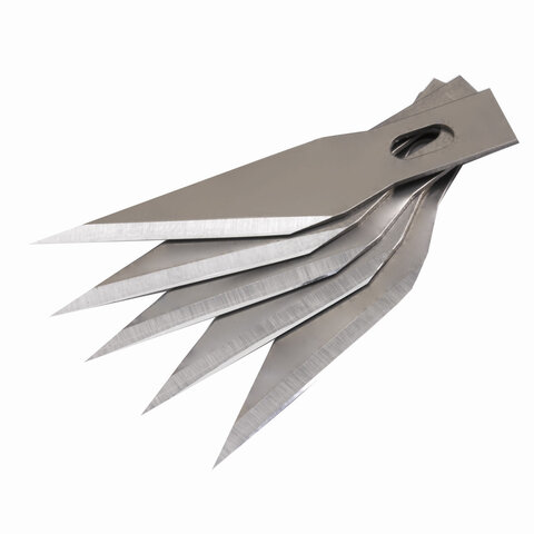 Нож-скальпель канцелярский 8мм Brauberg (металлический корпус, 5 лезвий в комплекте) серебристый (235405)