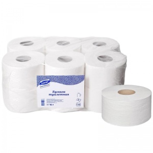 Бумага туалетная для диспенсера 1-слойная Luscan Professional, белая, 200м (d=16.5см), 12 рул/уп