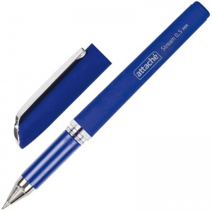 Ручка гелевая Attache (0.5мм, синий, резиновая манжетка, металлический клип) 1шт.