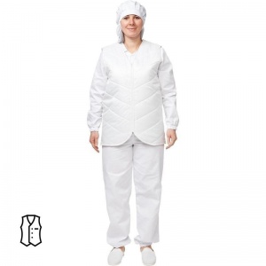 Униформа Жилет для пищевого производства универсальный у17-ЖЛ, белый (размер 44-46, рост 158-164)