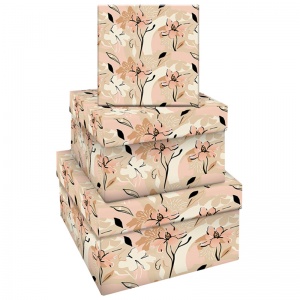 Набор квадратных коробок 3-в-1 MESHU "Floral mood" (19,5x19,5x11-15,5x15,5x9см) (MS_46589)