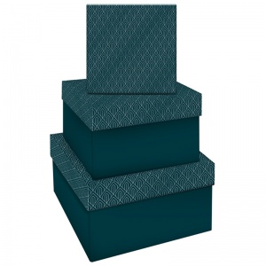 Набор квадратных коробок 3-в-1 MESHU "Emerald style. Top" (19,5x19,5x11-15,5x15,5x9см) (MS_46594), 8 уп.