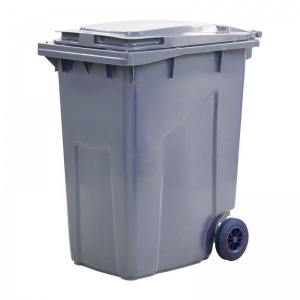 Контейнер-бак для мусора 360л, пластик, на 2-х колесах с крышкой, серый
