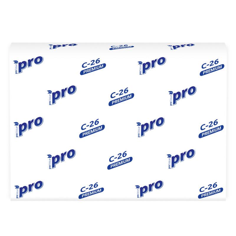 Полотенца бумажные для держателя 2-слойные Protissue, листовые Z-сложения, 15 пачек по 150 листов (C26)