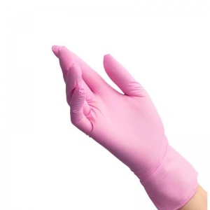 Перчатки одноразовые нитриловые смотровые Benovy, нестерильные, неопудренные, размер S (6.5-7), розовые, 50 пар