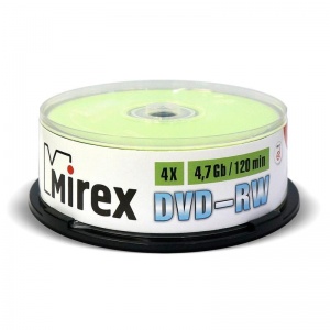 Оптический диск DVD-RW Mirex 4.7Gb, 4x, cake box, 25шт. (UL130032A4M)