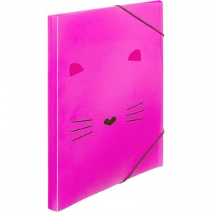 Папка на резинках пластиковая №1 School Kitty (А4, 18мм, до 200 листов) розовая