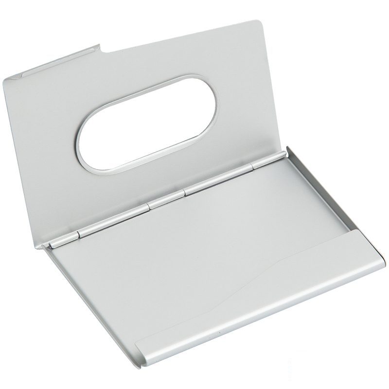 Визитница карманная Delucci (на 15 визиток, алюминий) серебристая, легкий доступ, подарочная упаковка (BCh_46002), 100шт.