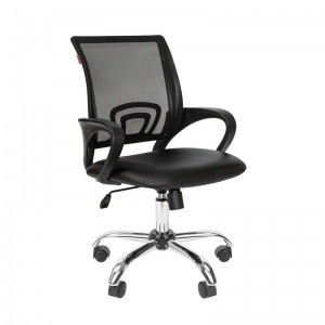 Кресло офисное Easy Chair 304, кожзам/сетка черная, хром