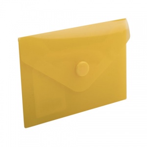 Папка-конверт на кнопке Brauberg (А7, 74х105мм, 180мкм, пластик) желтая (227324)