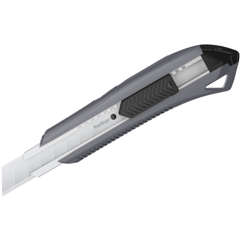 Нож канцелярский 18мм Berlingo Razzor 200, серый + лезвия сменные 10шт., блистер (BM4130_2d), 10шт.