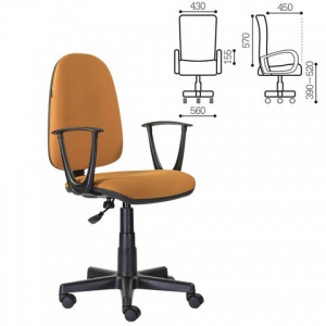 Кресло офисное Brabix "Prestige Start MG-312", ткань оранжевая, пластик, эргономичная спинка (531922)