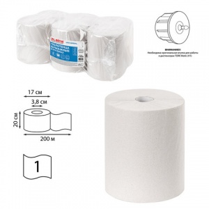 Полотенца бумажные для держателя 1-слойные Лайма H1 Universal, рулонные, серые, 6 рул/уп