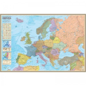 Настенная политическая карта Европы (масштаб 1:4 млн)