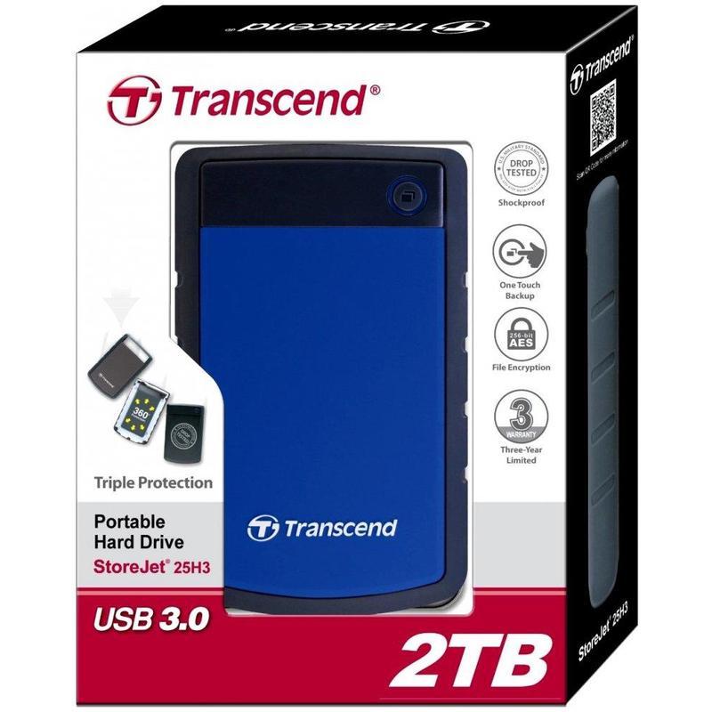 Внешний жесткий диск Transcend StoreJet 25H3, 2Тб, синий (TS2TSJ25H3B)