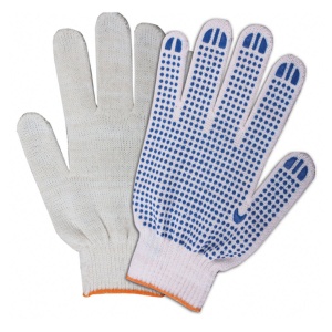 Перчатки защитные хлопковые Лайма Эконом, покрытие пвх, 10 класс, белые, 100 пар (608680)