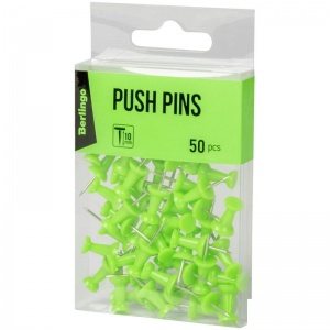 Кнопки силовые Berlingo, цветные, зеленые, пвх-упаковка, 50шт. (PN5030b)