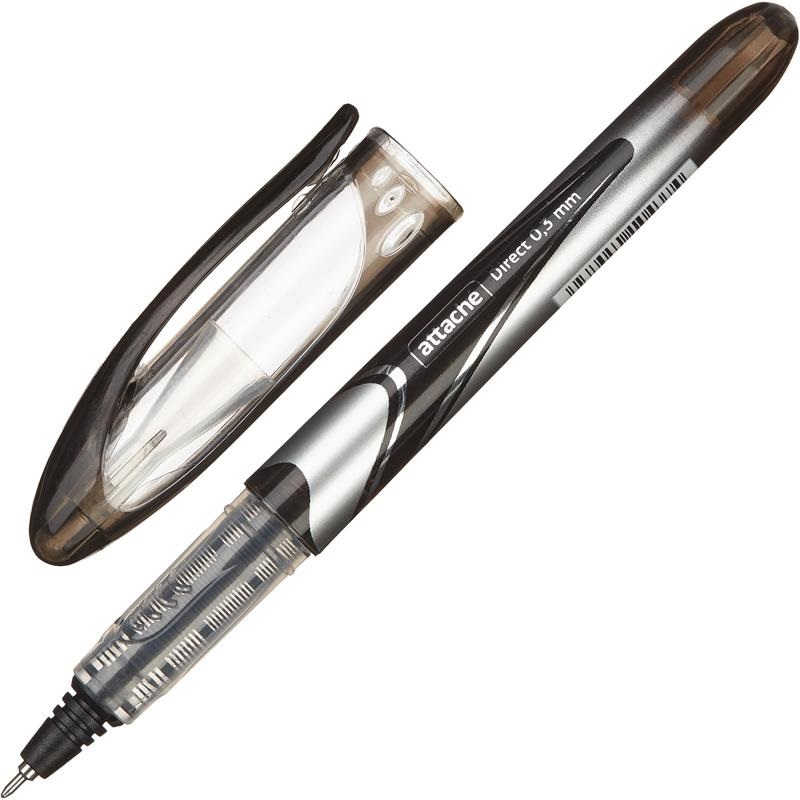 Ручка-роллер Attache Direct (0.3мм, черный цвет чернил, игольчатый наконечник), 12шт.