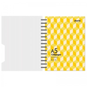Бизнес-тетрадь А5 Attache Selection Spring Book, 150 листов, желтая, клетка, на спирали, пластик (170х202мм), 14шт.