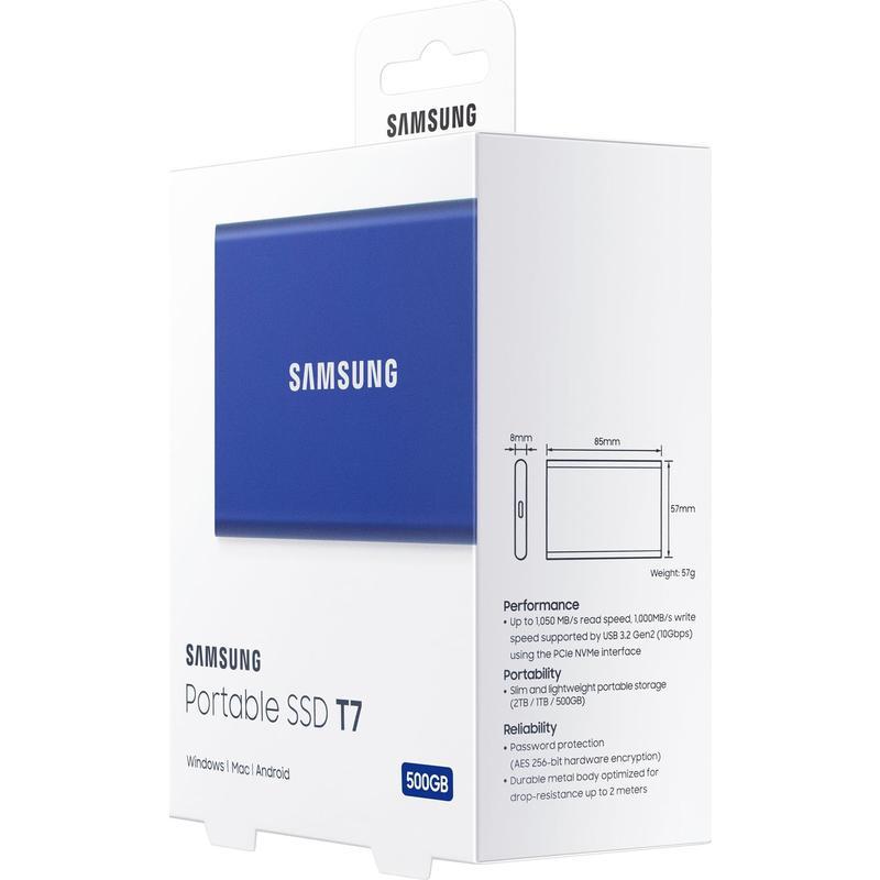 Внешний жесткий диск Samsung T7, 500Гб, синий (MU-PC500H/WW)