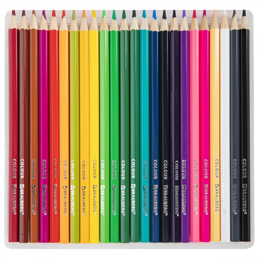 Карандаши цветные 24 цвета Brauberg Академия (L=176мм, 6гр, d=3мм, мягкие) (181866