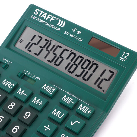 Калькулятор настольный Staff STF-444-12-DG (12-разрядный) зеленый (250464)