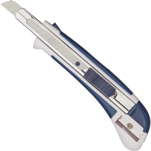 Нож канцелярский 9мм Attache Selection, фиксатор, нескользящие покрытие, точилка, синий