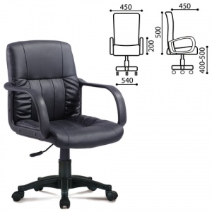 Кресло офисное Brabix "Hit MG-300", экокожа черная, пластик (530864)