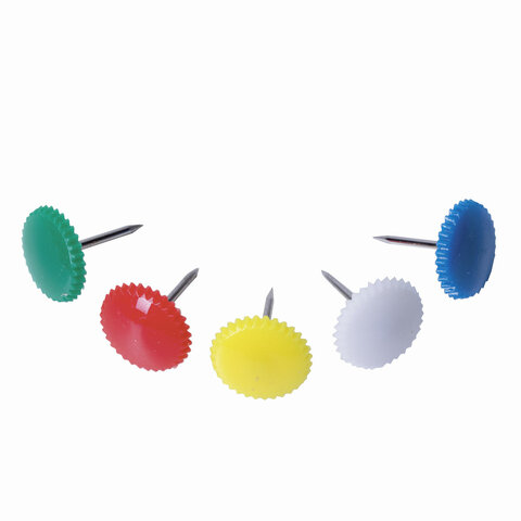 Кнопки канцелярские Brauberg, d=12мм, цветной пластик, 50шт., картонная упаковка (224771), 10 уп.