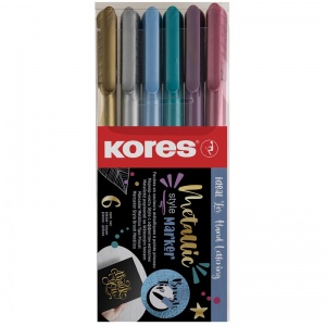 Набор маркеров художественных Kores Metallic Style, 6 цветов (толщина линии 1-5мм)