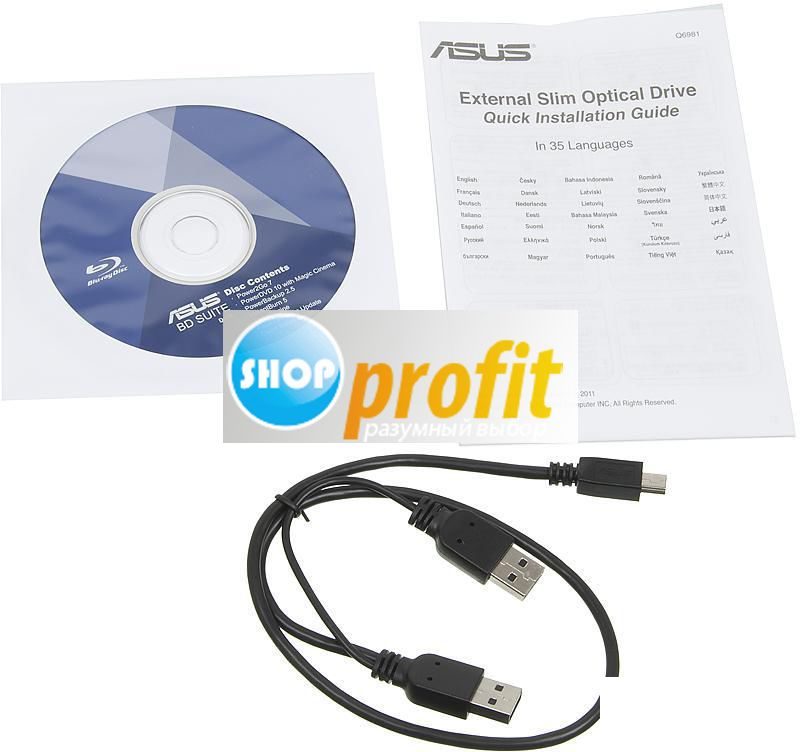 Оптический привод Blu-Ray Asus SBW-06D2X-U/BLK/G/AS, внешний, USB, черный, Retail (SBW-06D2X-U/BLK/G/AS)