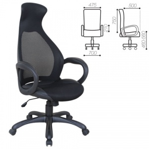 Кресло руководителя Brabix Genesis EX-517, ткань/экокожа/сетка черная, пластик черный (531574)