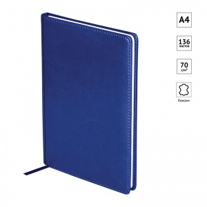 Ежедневник недатированный A4 OfficeSpace Nebraska (136 листов) обложка кожзам, синий (En4_31423)