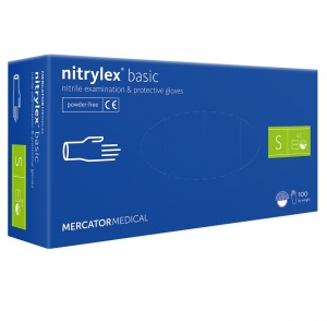 Перчатки одноразовые нитриловые смотровые Nitrylex Basic, размер S, 50 пар, 10 уп.