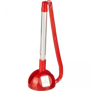 Ручка шариковая настольная Beifa Стоппен (0.5мм, корпус прозрачный/красный, синий цвет чернил, на липучке) 24шт. (AP8863-RD)