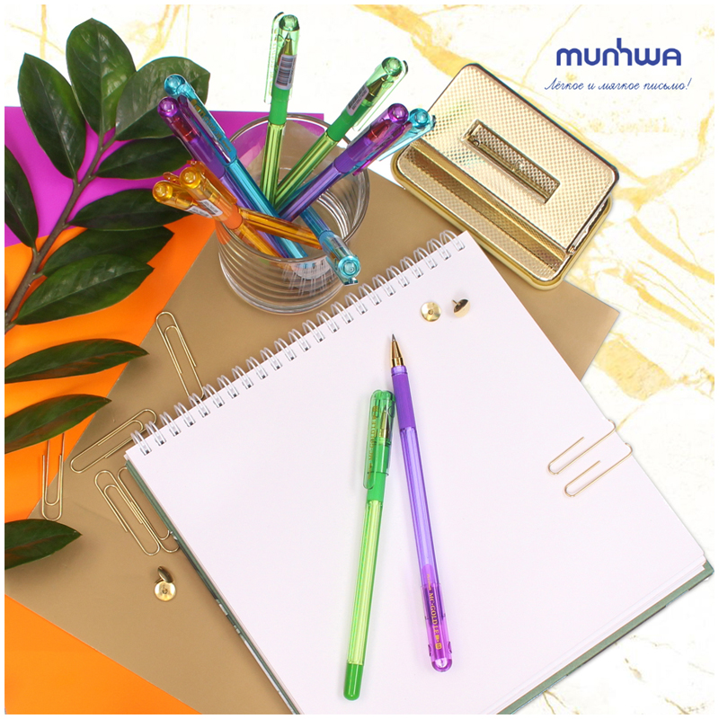 Ручка шариковая MunHwa MC Gold LE (0.3мм, синий цвет чернил, разные цвета корпуса, масляная основа) 1шт. (MCL-02)