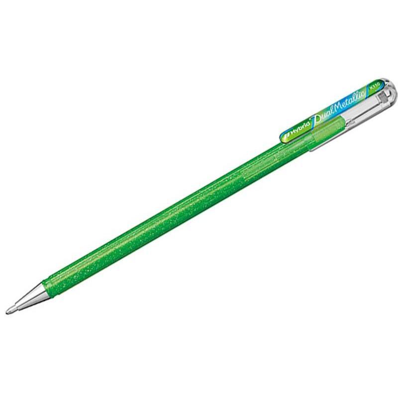 Ручка гелевая Pentel Hybrid Dual Metallic (1мм, хамелеон светло-зеленый/синий/красный)
