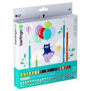 Карандаши цветные 72 цвета Berlingo "SuperSoft. Жил-был кот" (L=180мм, 3гр) картон, европодвес (SS00572)