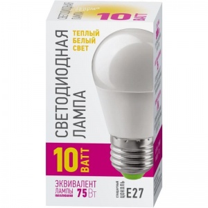 Лампа светодиодная Онлайт (10Вт, Е27, грушевидная) теплый белый, 1шт.