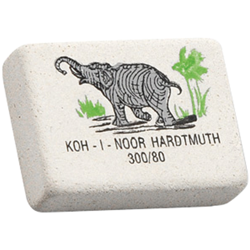 Ластик Koh-I-Noor Elephant 300/80 (прямоугольный, натуральный каучук, 26x18.5x8мм) 80шт. (0300080018KDRU)