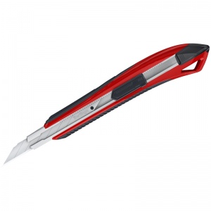 Нож канцелярский 9мм Berlingo Razzor 300, auto-lock, металл. направл., мягкие вставки, красный, европодвес (BM4131_a)