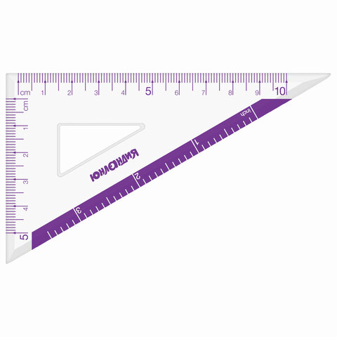 Набор чертежный малый Юнландия &quot;Геометрия&quot; (треугольники 2шт., линейка 15см, транспортир) фиолетовая шкала, 8 уп. (210739)