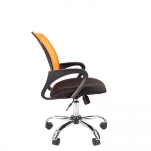 Кресло офисное Easy Chair 304, ткань черная, сетка оранжевая, хром