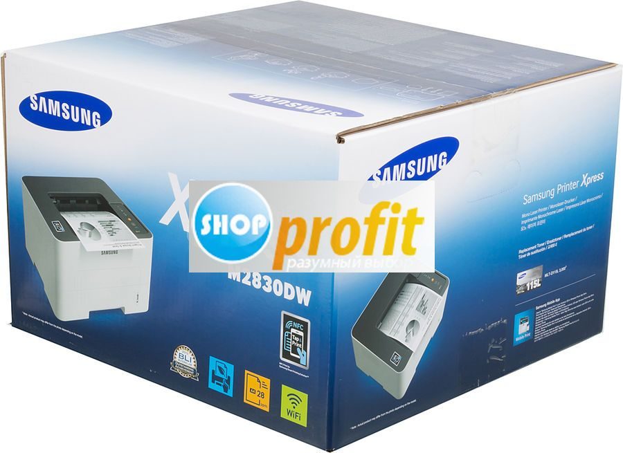 Принтер лазерный монохромный Samsung Xpress M2830DW, белый/черный, USB/LAN/Wi-Fi (SL-M2830DW/XEV)