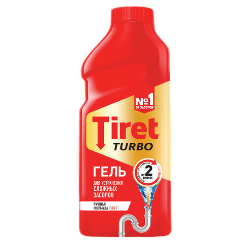 Средство для прочистки труб Tiret Turbo, гель для пластика, 500мл, 12шт.