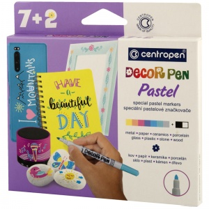 Набор маркеров для декорирования Centropen Decor Pen Pastel 2738, 7+2 цветов, 1.5мм, 5 уп. (5 2738 0903)